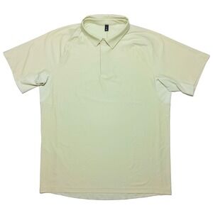 LULULEMON Men's Snap Front Performance Short Sleeve Polo Shirt Green Yellow XL